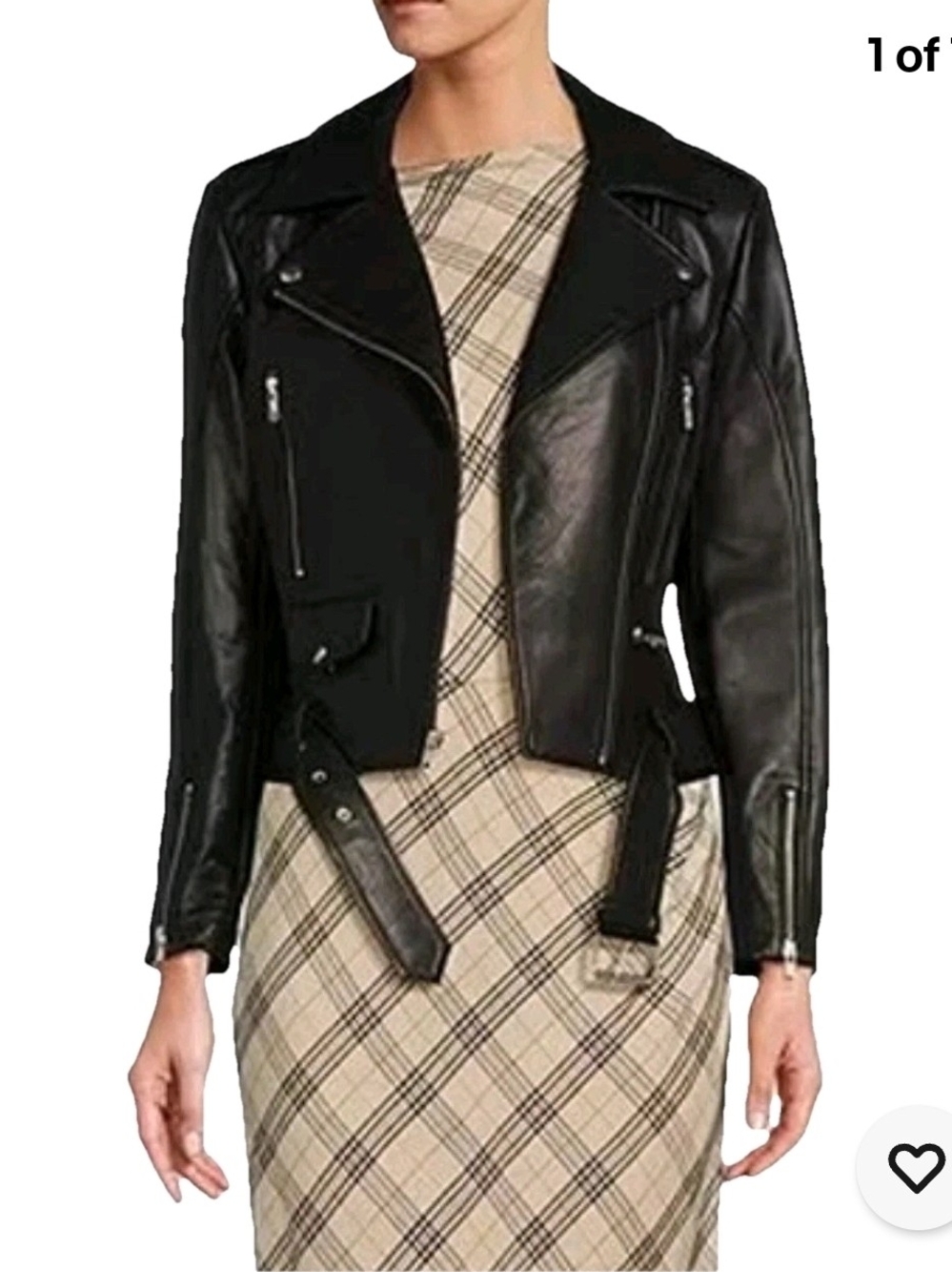 ANTONIO MELANI Black Genuine Leather Asymmetric Biker Jacket - Picture 2 of 11